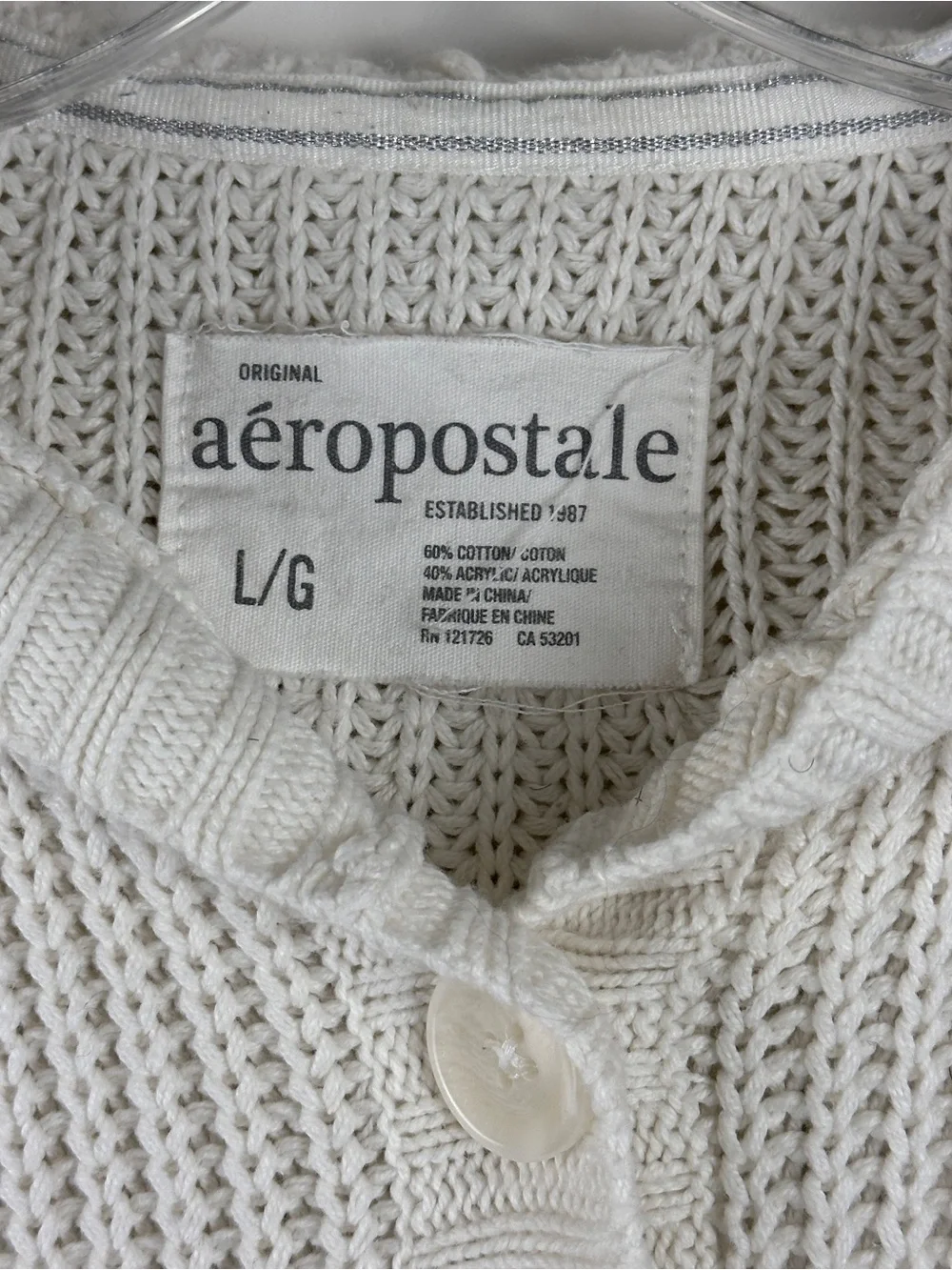 Vintage Aeropostale Women's Ribbed Knit Cardigan Hoodie Sweater